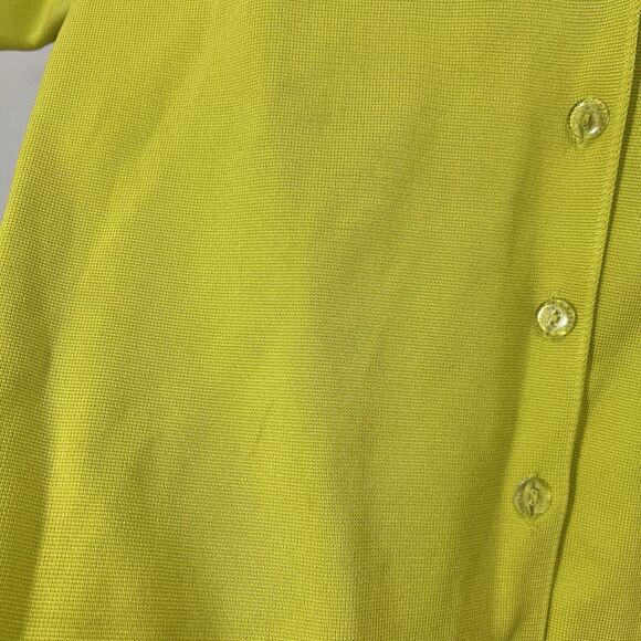 Hanifa Button Up Blouse Women’s L Lime Green Knit Heavyweight Short Sleeve - Picture 3 of 8